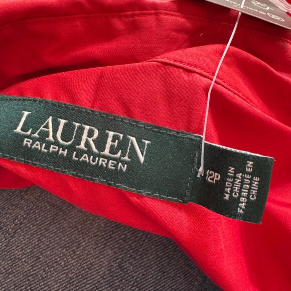 Lauren size 12P red summer short sleeved dress - Picture 6 of 9